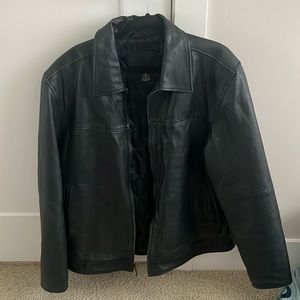 Real oversized black leather jacket